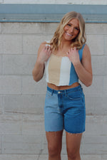 Two Toned Denim Shorts